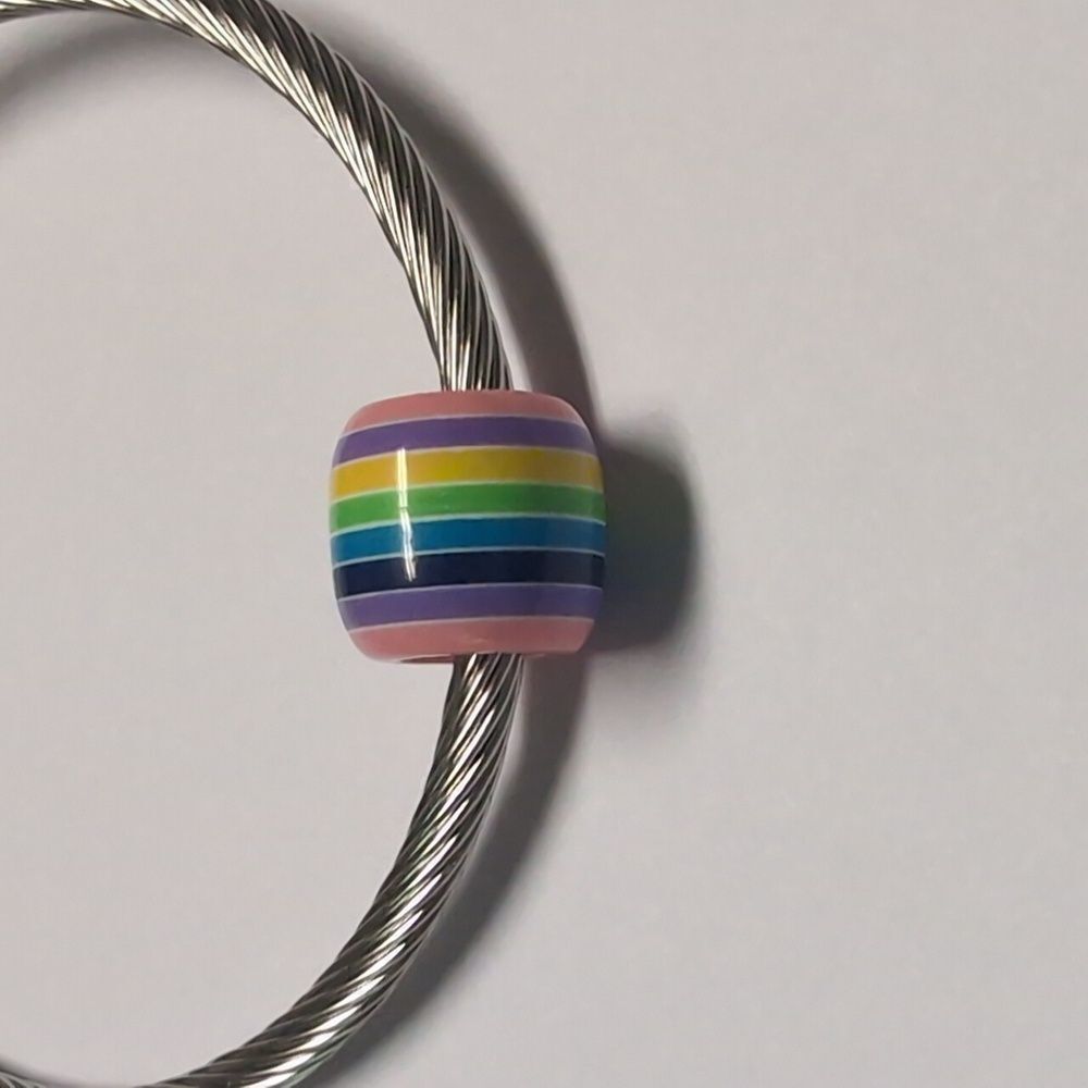 Multicolor Striped Charm for Pandora Style‎ Bracelet - Picture 3 of 4